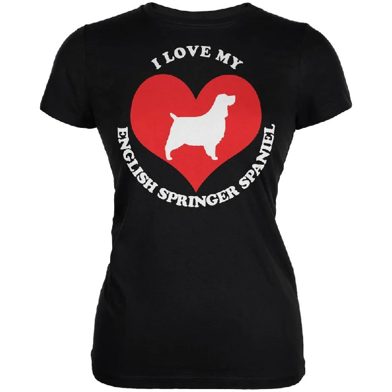 Fishing T-ShirtsValentines I Love My English Springer Spaniel Black Juniors Soft T-Shirt