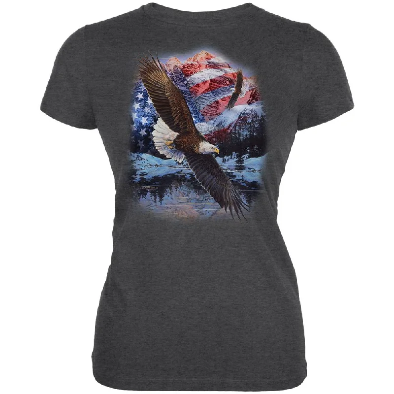 Urban T-Shirts4th Of July American Flag Bald Eagle Juniors Soft T Shirt