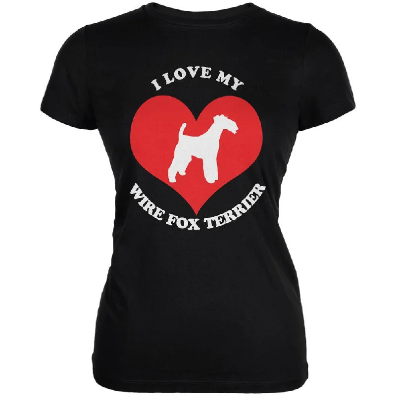 Mesh T-ShirtsValentines I Love My Wire Fox Terrier Black Juniors Soft T-Shirt