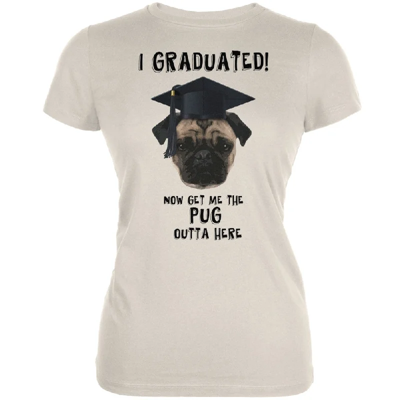 Button-Up T-ShirtsGraduation - Get The Pug Out Grad Cream Juniors Soft T-Shirt