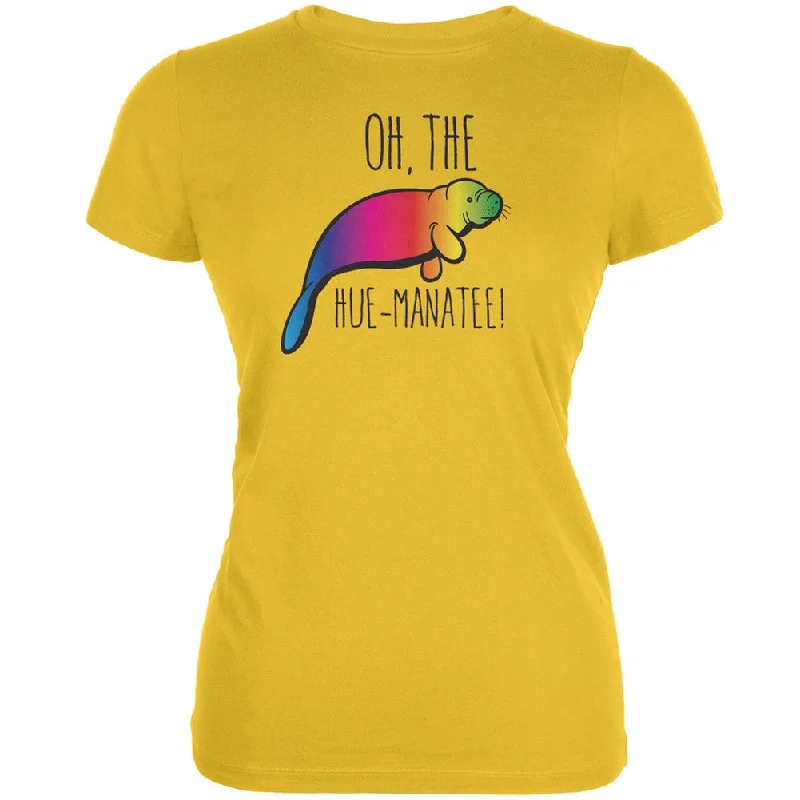 Organic Cotton T-ShirtsPAWS - Oh The Hue-Manatee Bright Yellow Juniors Soft T-Shirt