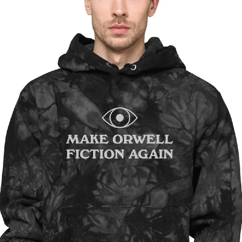 Lace-Up HoodiesMake Orwell Fiction Again Unisex Embroidered Champion tie-dye hoodie