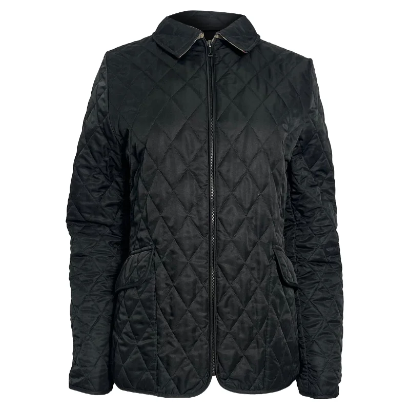 Burberry Brit Quilted Zipped Down Jacket in Black Polyester