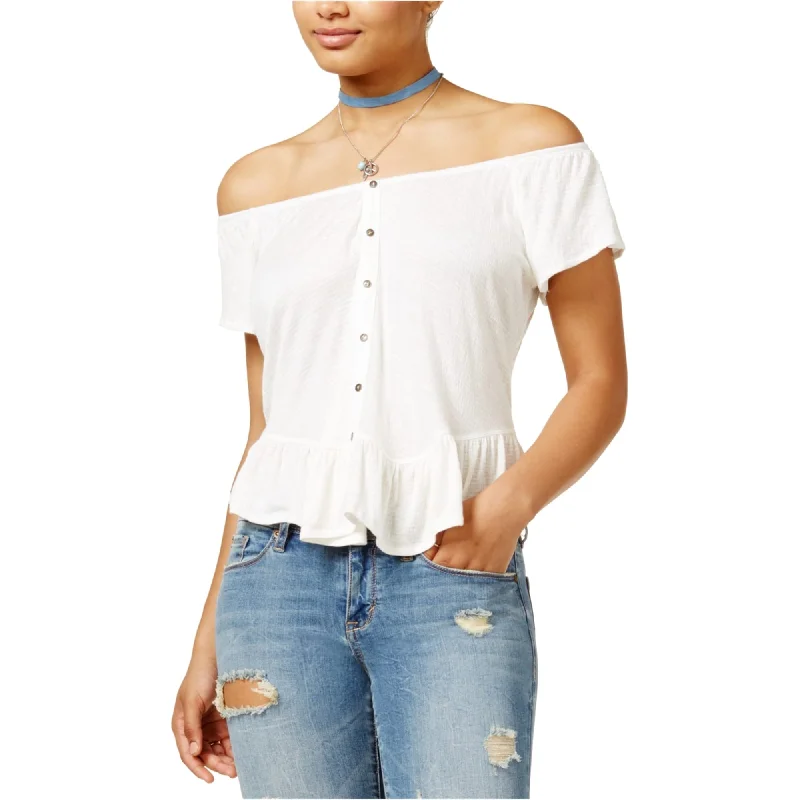 American Rag Womens Button Detail Peplum Blouse, White, MediumDesigner Shirts