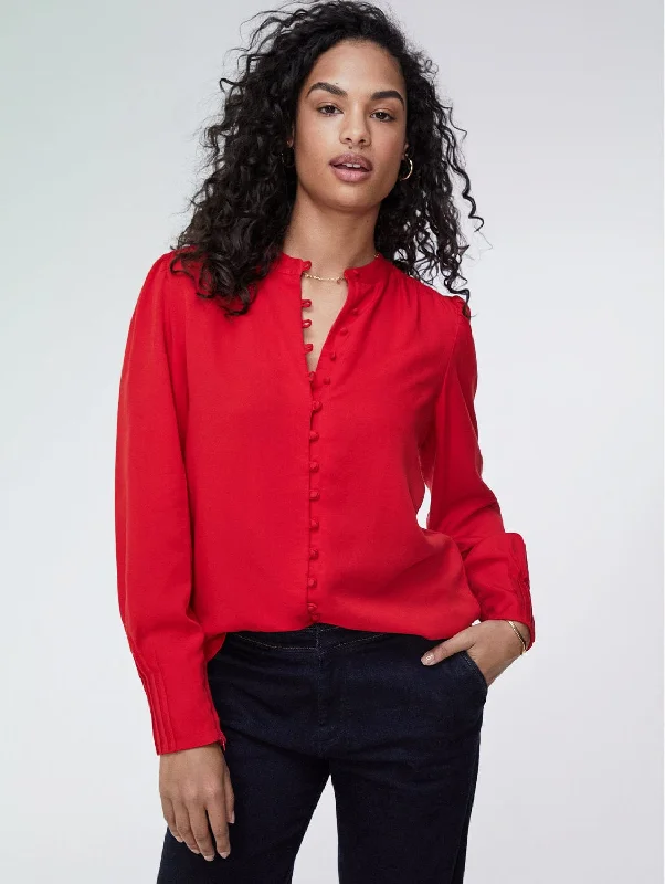 Annika TENCEL™ Blouse | Crimson RedZippered Shirts