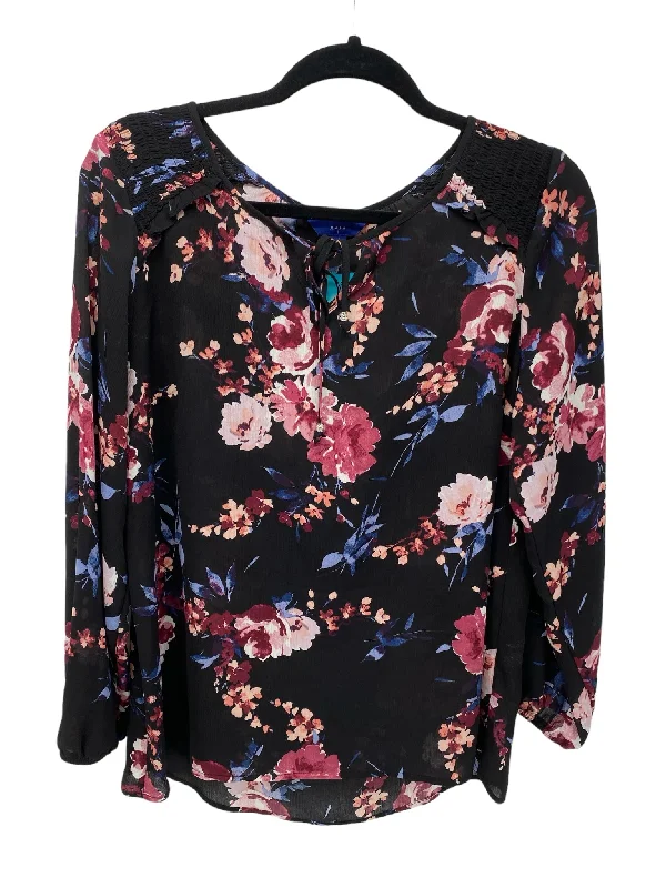 Apt 9 Misses Size Medium Black Floral 3/4 BlouseLuxury Shirts