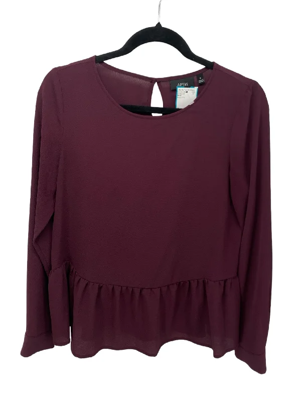 Apt 9 Misses Size Small Burgundy LS BlouseButton-Down Shirts