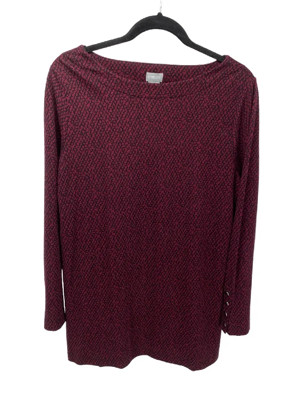 Chico's Misses Size Chico's 2 (12) Burgundy Print LS BlouseCultural Shirts