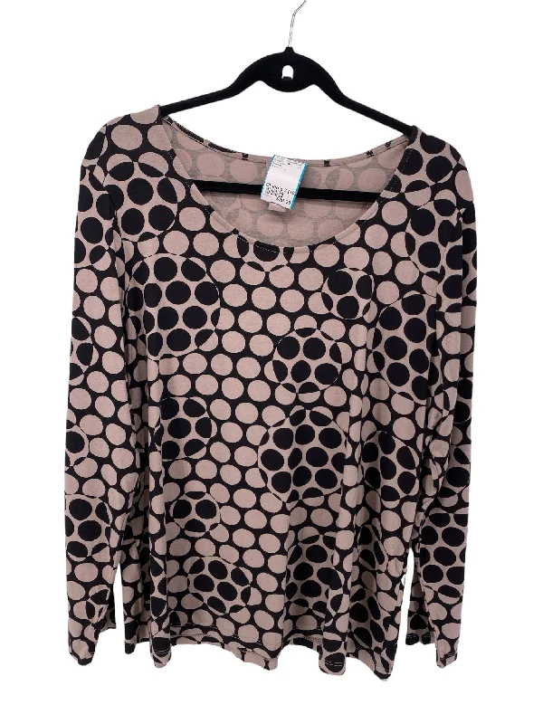 Chico's Misses Size Chico's 3 (16) Brown Print LS BlouseLace-Up Shirts