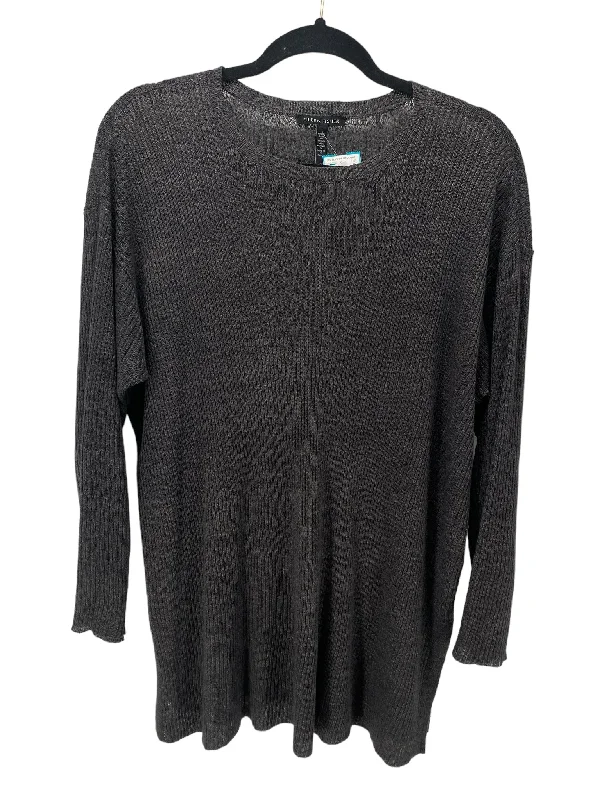 Eileen Fisher Misses Size Small Grey LS BlouseSequined Shirts