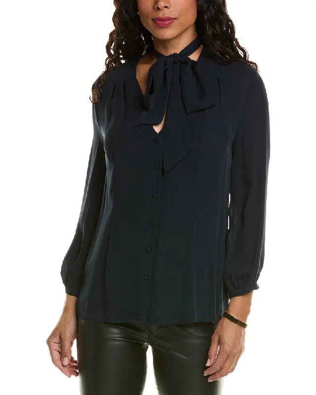 Elie Tahari Silk Scarf BlouseLinen Shirts