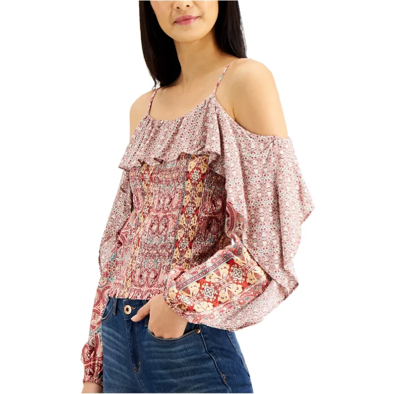 I-N-C Womens Mixed Print Cold Shoulder BlouseCollege Shirts