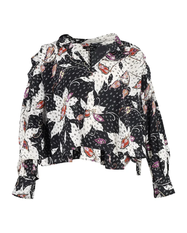 Isabel Marant Ricky Ruffled Printed Crepe De Chine Blouse In Multicolor SilkHemp Shirts