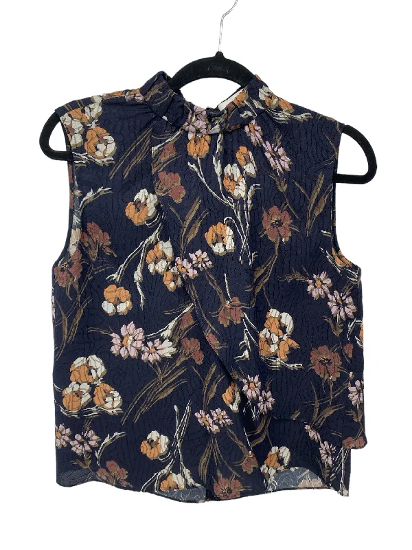 It's SO You Boutique Misses Size 2 Navy Floral SL BlouseRuffled Shirts