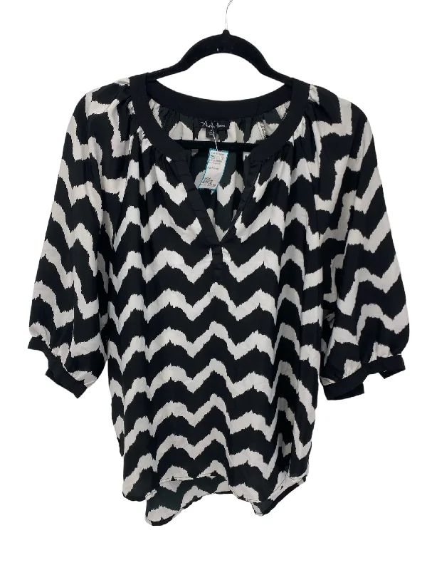 It's SO You Boutique Misses Size Large Black White Print 3/4 BlouseLayered Shirts