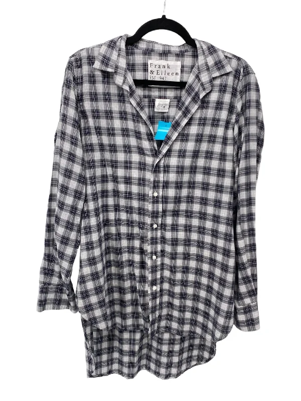 It's SO You Boutique Misses Size Large Grey Plaid LS BlouseDenim Shirts