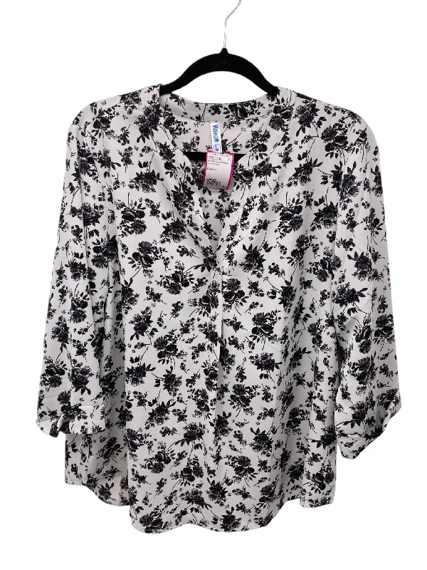 It's SO You Boutique Misses Size Large White Floral 3/4 BlouseVelvet Shirts