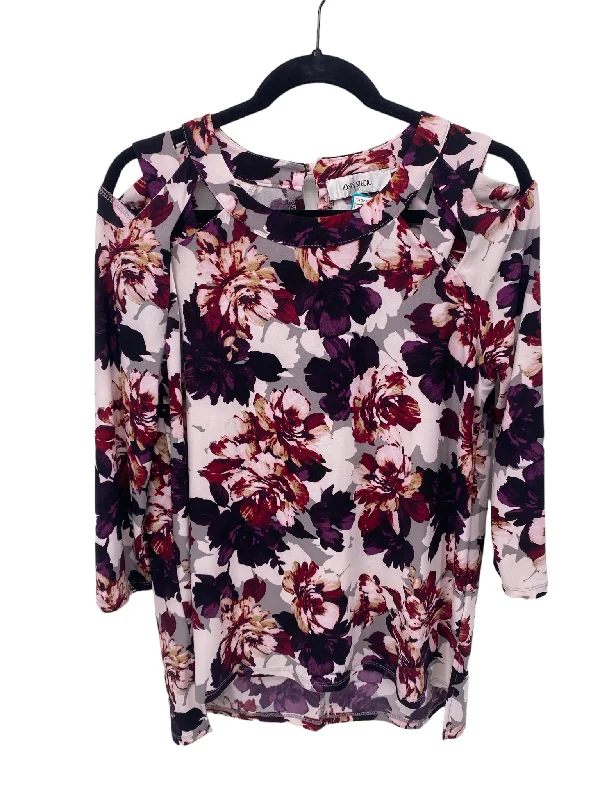 It's SO You Boutique Misses Size Medium Purple Floral LS BlousePlush Shirts