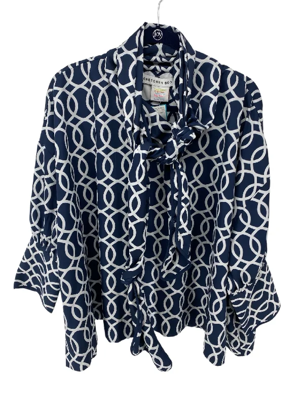 It's SO You Boutique Misses Size S/M Navy Print 3/4 BlouseOutdoor Shirts