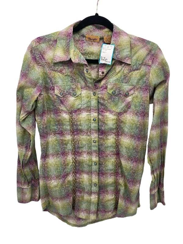 It's SO You Boutique Misses Size Small Green Multi LS BlousePrinted Shirts