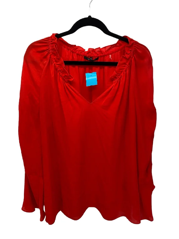 It's SO You Boutique Misses Size XL Red LS BlouseLace-Up Shirts