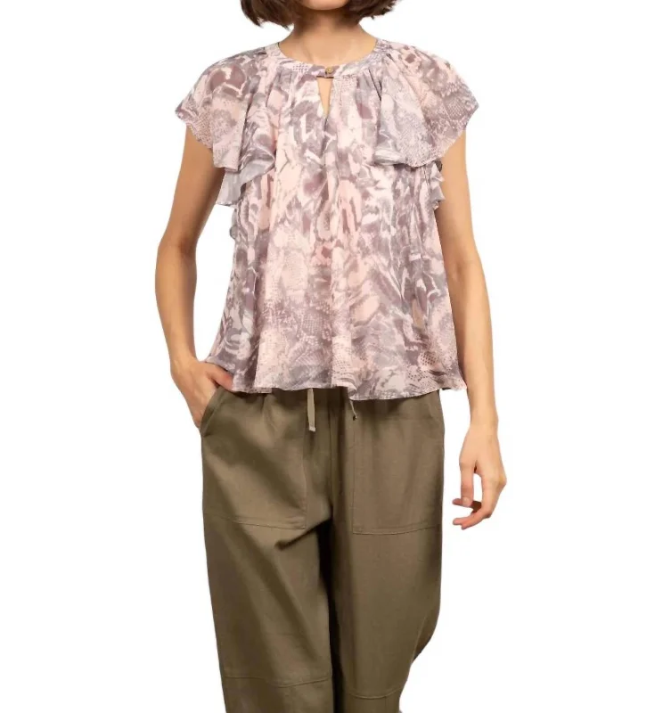 Izzy Blouse In SnakeskinRuffled Shirts