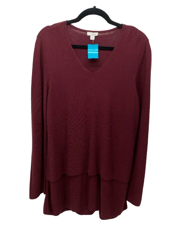 J Jill Misses Size Medium Burgundy LS BlouseLongline Shirts