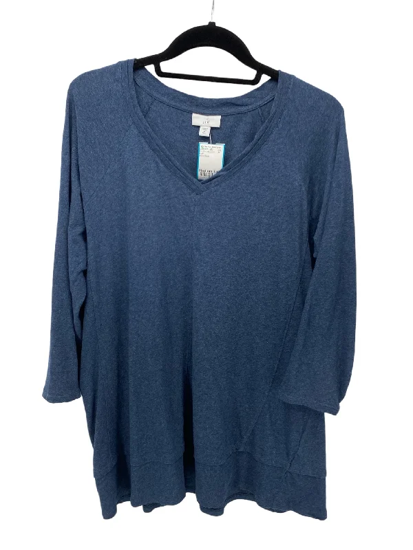 J Jill Misses Size Medium Tall Slate Blue 3/4 BlouseMetallic Shirts