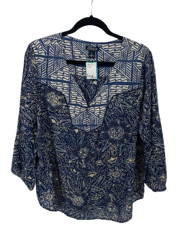 Lucky Brand Misses Size XL Navy Print 3/4 BlouseLimited Edition Shirts