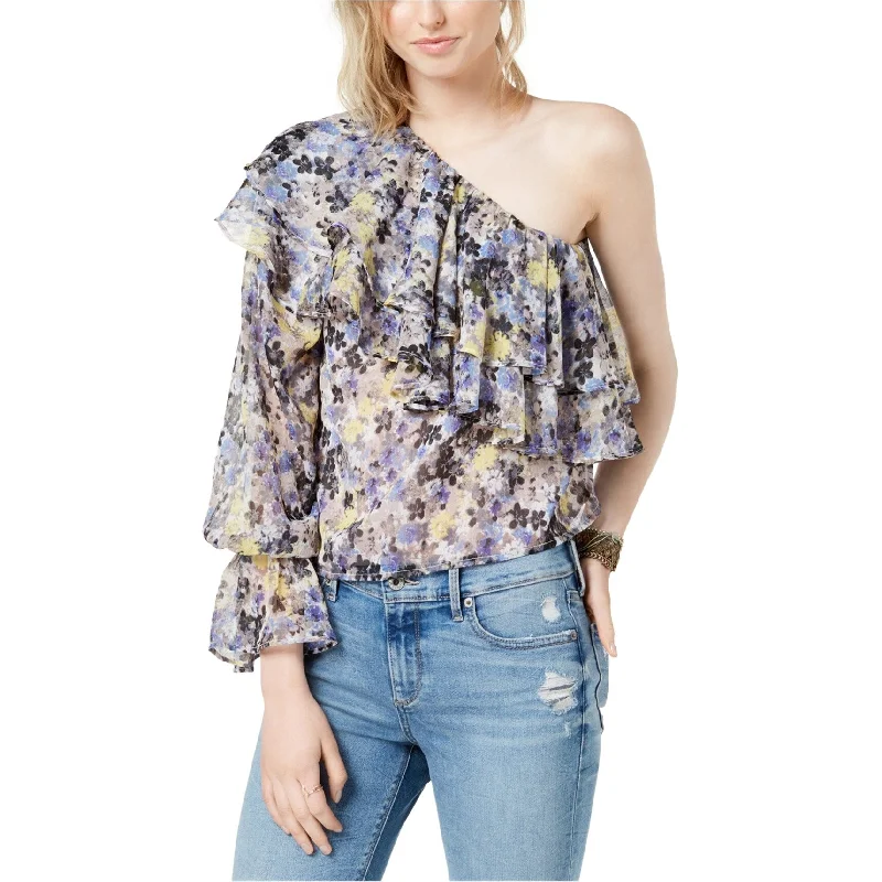 Lucky Brand Womens Floral One Shoulder Blouse, Blue, SmallGym Shirts