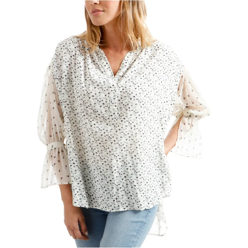 Lucky Brand Womens Mix Print Peasant Blouse, Off-White, X-SmallRelaxed Fit Shirts