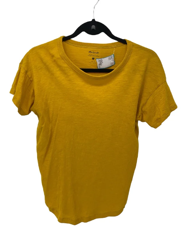 Madewell Misses Size Small mustard SS BlouseLeather-Paneled Shirts