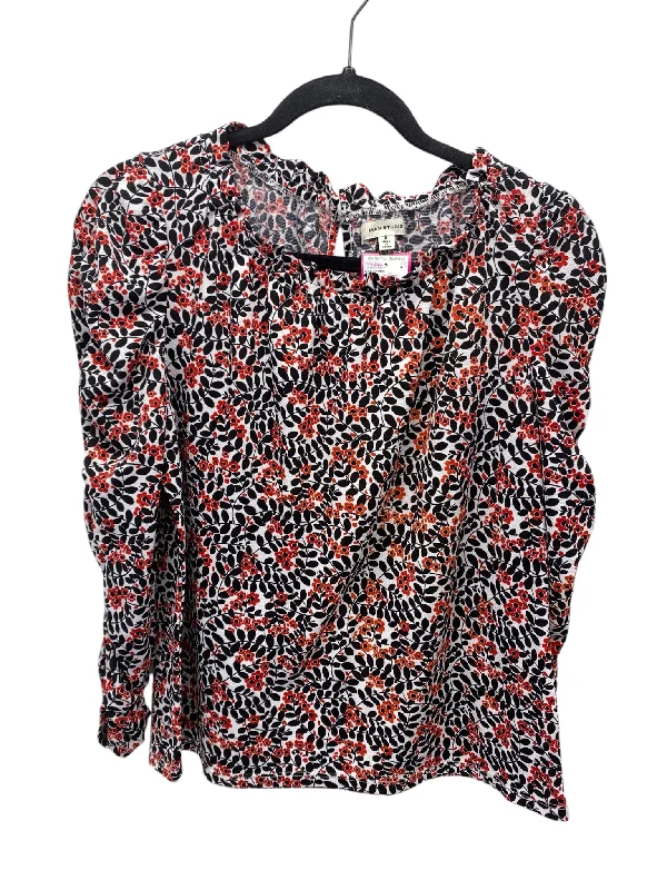 Max Studio Misses Size Small Black White Floral LS BlouseThermal Shirts