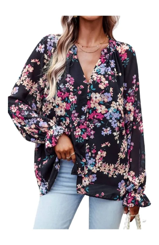 Moody Floral Blouse In BlackCollege Shirts