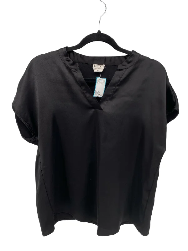 Nicole Miller Misses Size Large Black SS BlousePocket Shirts