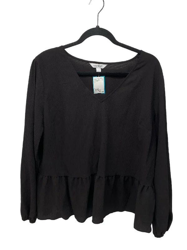 Nine West Misses Size Large Black LS BlouseGlitter Shirts