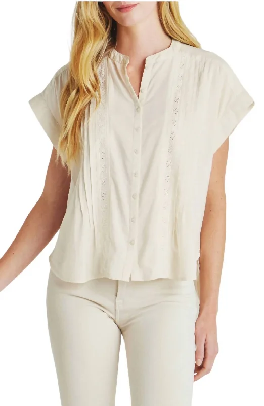 Paloma Pintuck Lace Top Blouse In MoonstoneRuffled Shirts