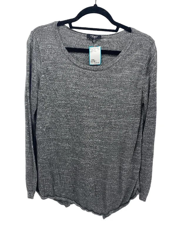 Premise Misses Size Large Grey LS BlouseLeather-Paneled Shirts