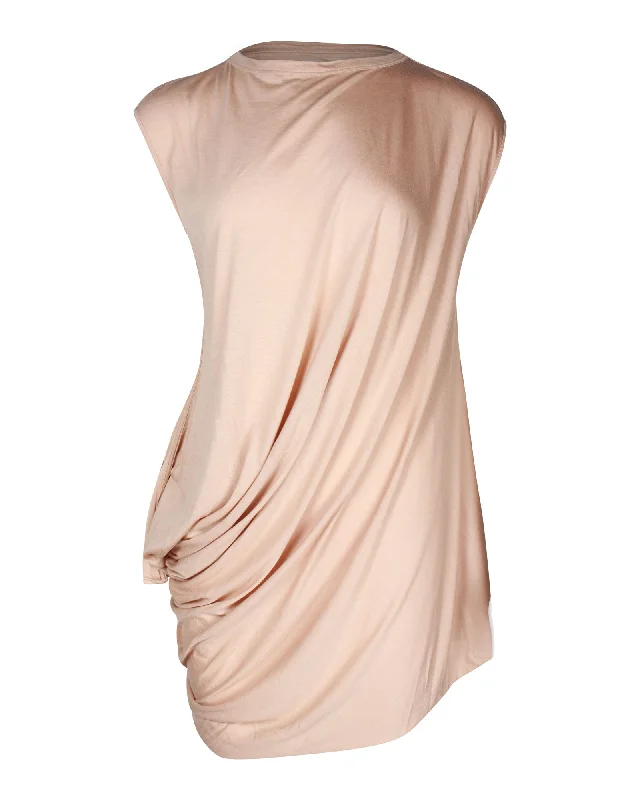 Rick Owens Draped Blouse in Nude ViscoseRecycled Fabric Shirts