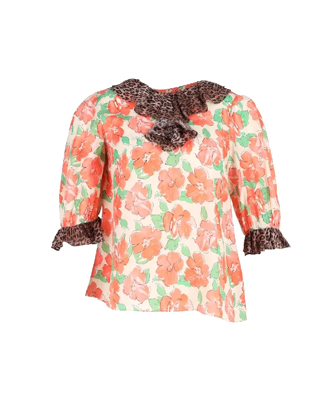 Rixo Summer Blouse in Floral Print CottonHunting Shirts