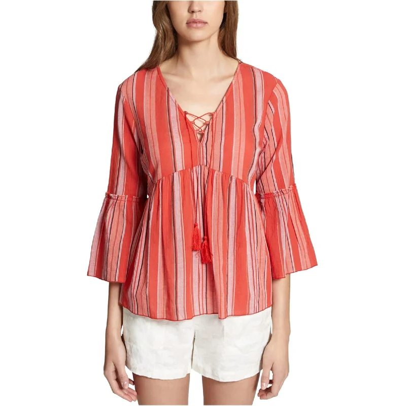 Sanctuary Clothing Womens Sedona Peasant Blouse, Orange, X-LargeLace-Up Shirts