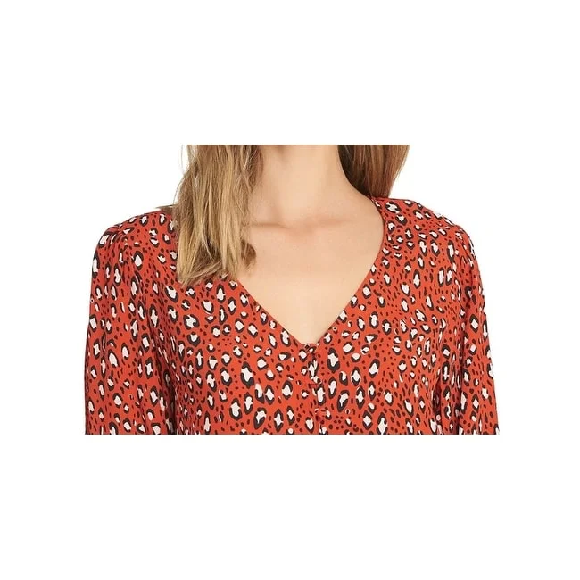 Sanctuary Women's Noelle Smocked Cuff Blouse Size Red Size X-SmallSkateboard Shirts