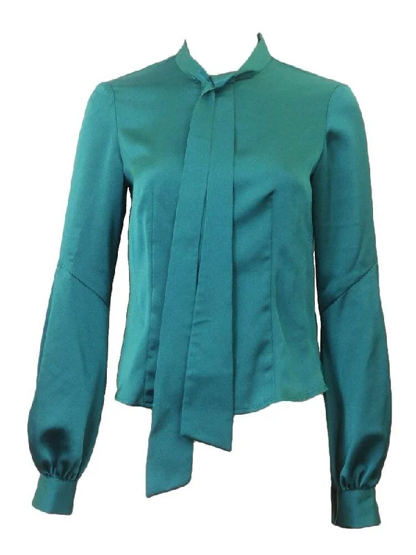 Sharrone Teal Satin BlouseSheer Shirts