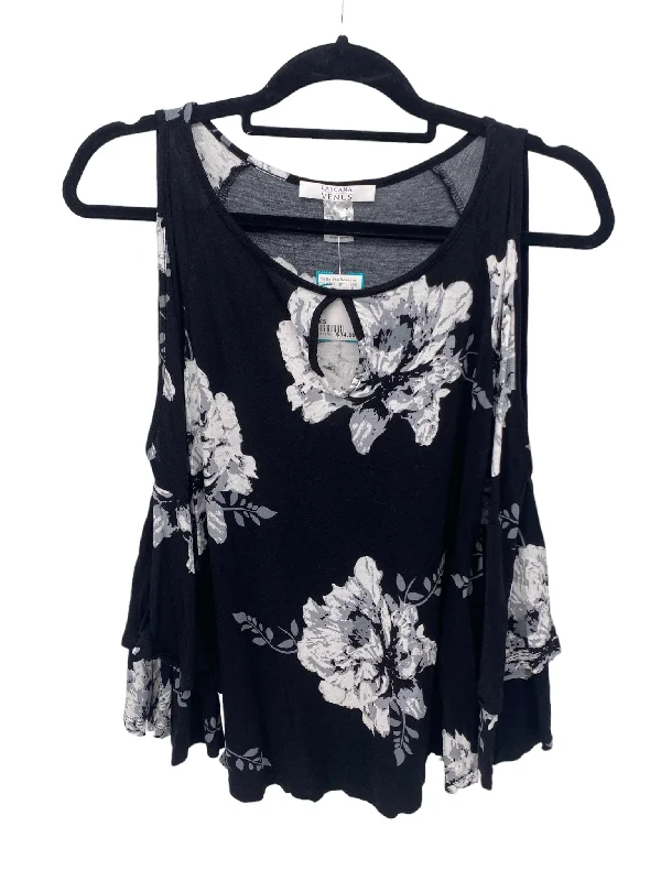 Venus Misses Size XS Black Floral LS BlouseMetallic Shirts