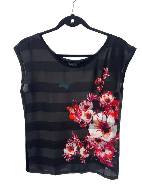 White House Misses Size Medium Black Floral SL BlouseGlitter Shirts