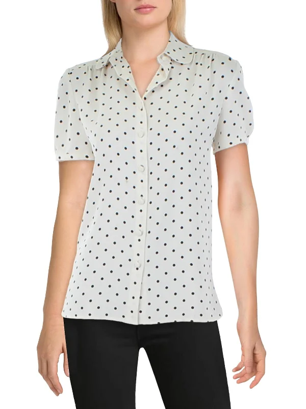 Womens Chiffon Dot Print BlouseWool Shirts