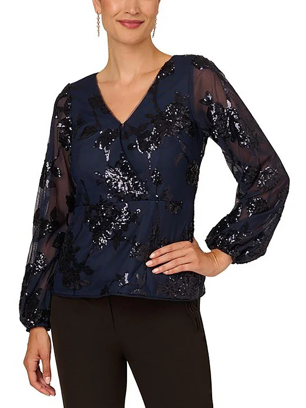 Womens Floral Sequined BlouseRainproof Shirts