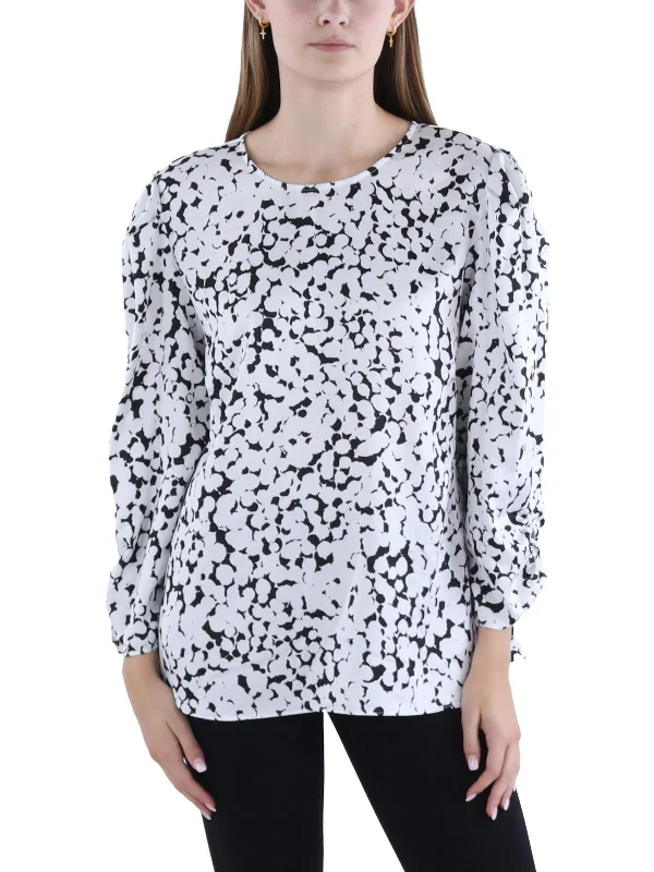 Womens Printed Ruched BlouseWrap Shirts