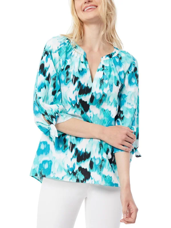 Womens Printed Tie Sleeves BlousePainted Shirts