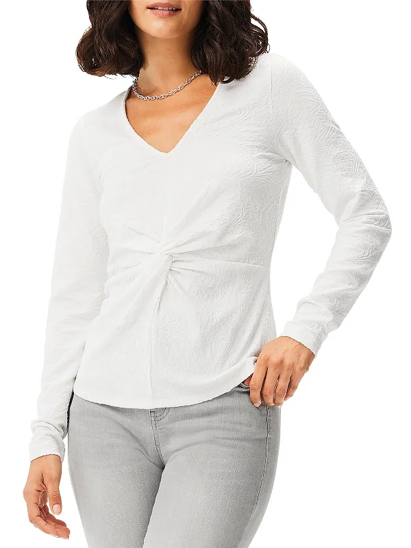 Womens Twist Front Embossed BlouseMetallic Shirts